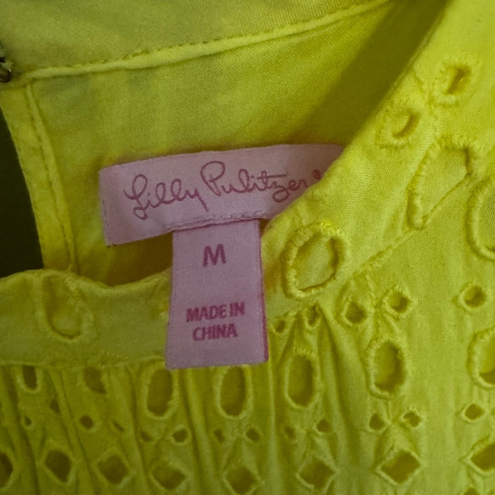 Lilly Pulitzer Neon Yellow Eyelet Sleeveless Dress - Picture 2 of 4